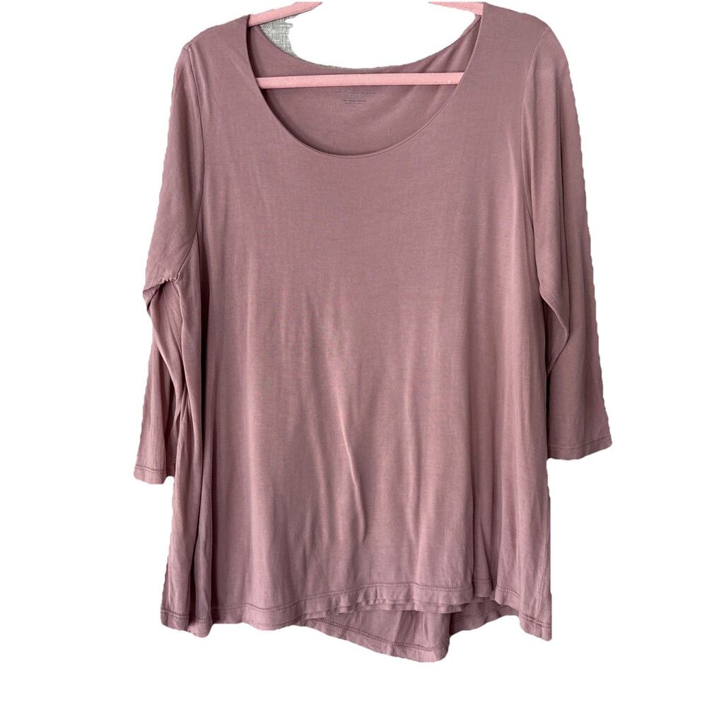 J Jill PureJill Supersoft 3/4 Sleeve Elliptical Tee Sz M Mauve Nude Cottagecore